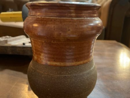 brown and rust clay ceramic wide mouth vessel Discount