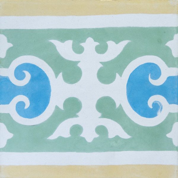 Green, Yellow and Blue Baroque Frise Carocim Tile (8  x 8 ) on Sale