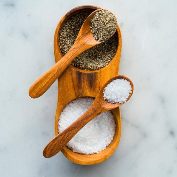 Teak Salt and Pepper Bowl Set with Spoons Online