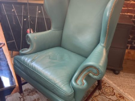 Turquoise Leather Wingback Chair Hot on Sale