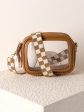 Shiraleah Check Pattern Beaded Bag Strap, Gold Sale