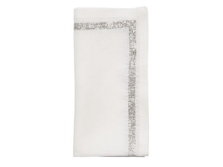 Impression Napkin in White & Silver For Discount