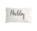 Shiraleah Set of 2  Hubby Wifey  Standard Pillow Cases, Ivory - FINAL SALE ONLY For Discount