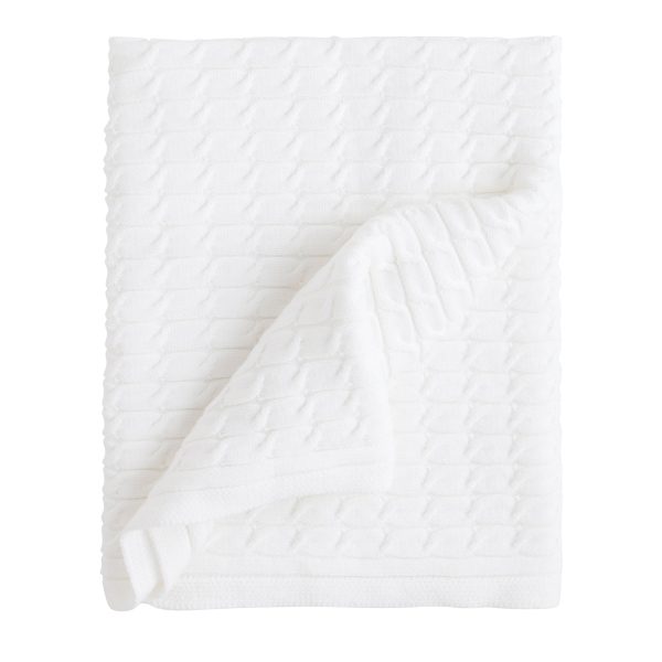 Cable Knit Blanket White Online Sale