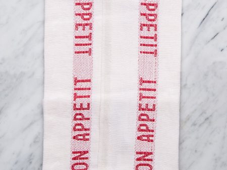 White and Red ‘Bon Appetit’ Linen Tea Towel Online Sale