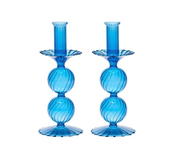 Bella Short Candle Holder in Blue For Cheap