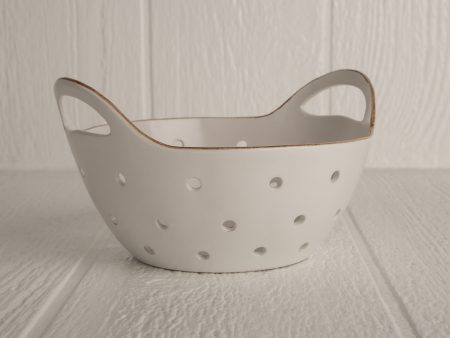 Stoneware Colander with Handles For Sale